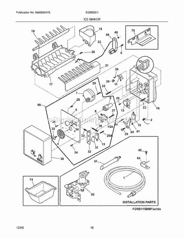 Electrolux EI28BS51IB0 Refrigerator Ice Maker Diagram