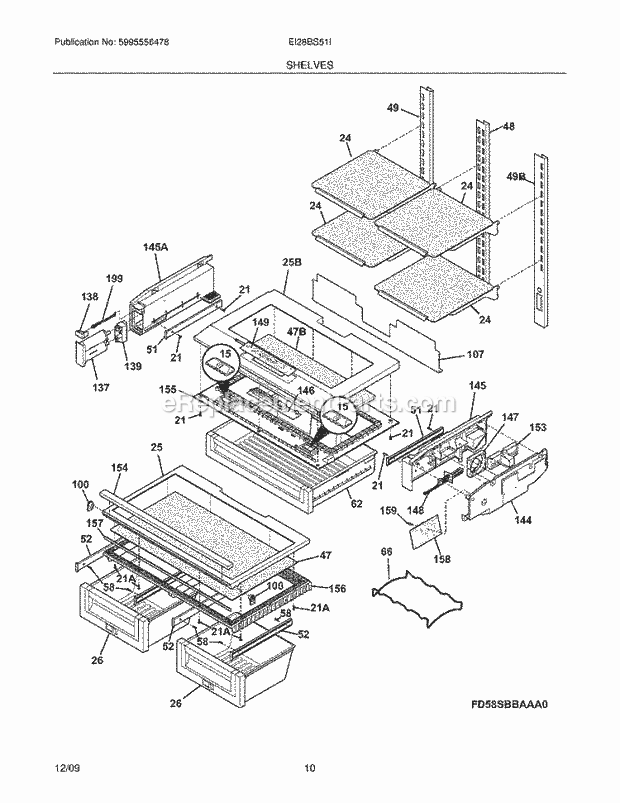 Electrolux EI28BS51IB0 Refrigerator Shelves Diagram