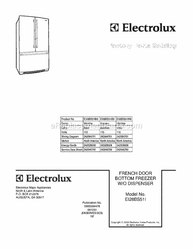 Electrolux EI28BS51IS0 Refrigerator Page D Diagram