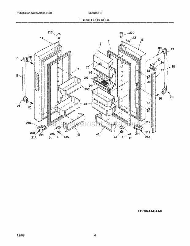 Electrolux EI28BS51IS0 Refrigerator Fresh Food Door Diagram