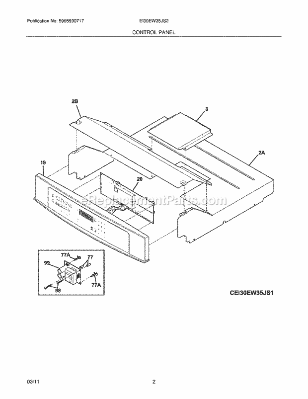 Electrolux EI30EW35JS2 Range Control Panel Diagram