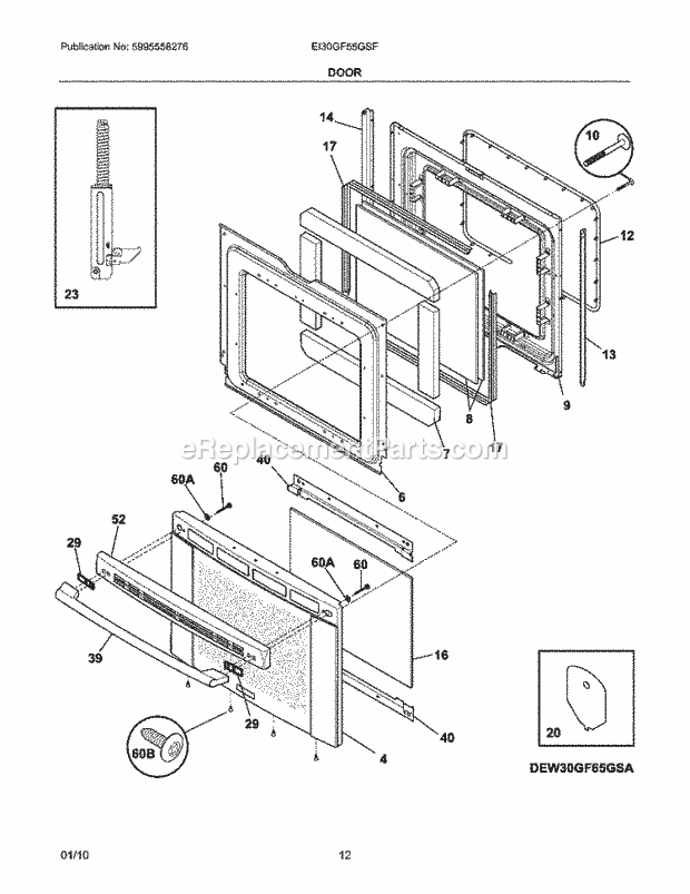 Electrolux EI30GF55GSF Range Door Diagram