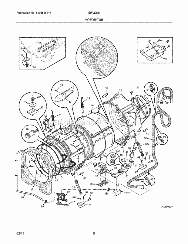 Electrolux EIFLS60JMB0 Washer Motor/Tub Diagram