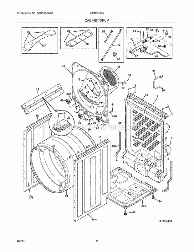 Electrolux EIMGD60JMB0 Dryer Cabinet/Drum Diagram