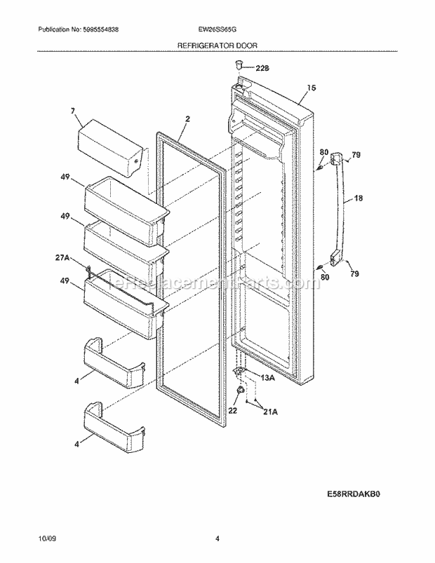 Electrolux EW26SS65GB1 Refrigerator Refrigerator Door Diagram