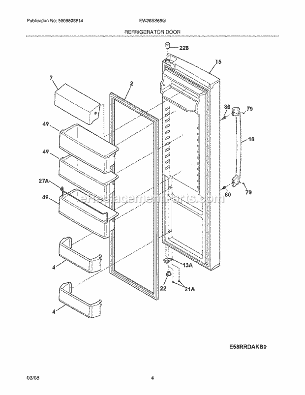 Electrolux EW26SS65GW0 Side-By-Side Refrigerator Refrigerator Door Diagram