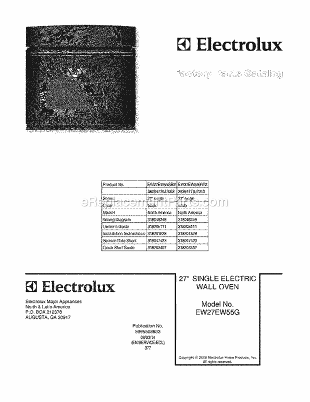 Electrolux EW27EW55GW2 Built-In, Electric Wall Oven Page C Diagram
