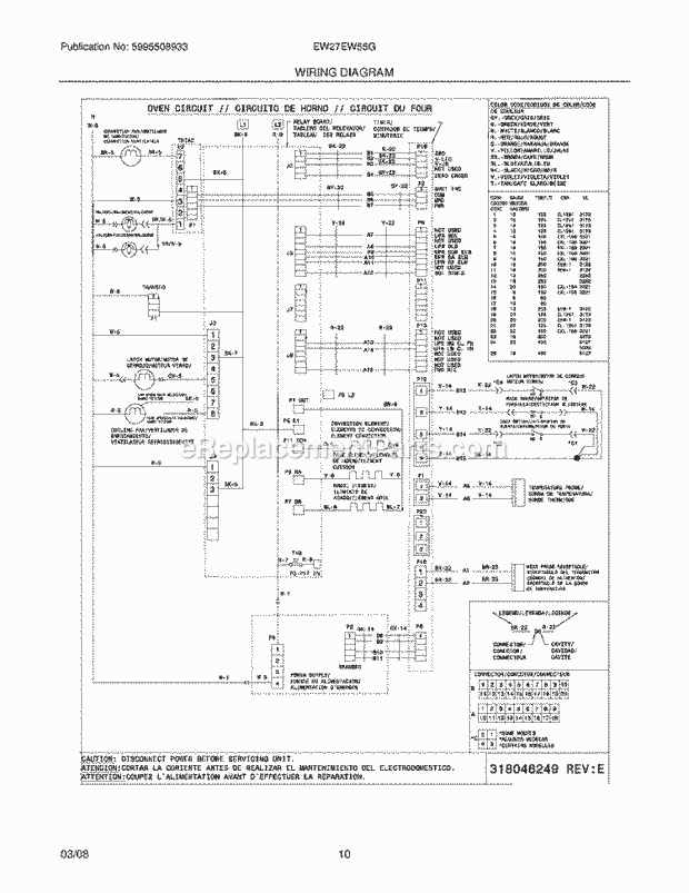 Electrolux EW27EW55GW2 Built-In, Electric Wall Oven Page E Diagram