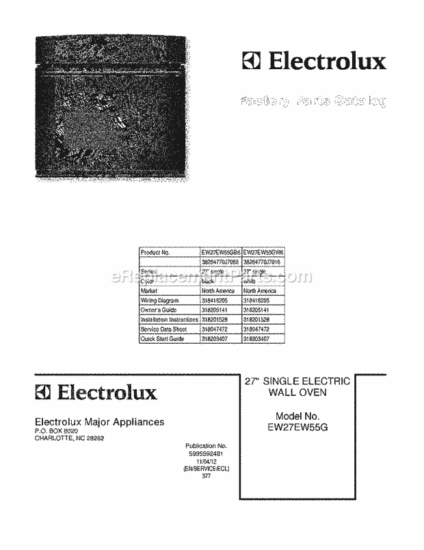 Electrolux EW27EW55GW6 Range Page C Diagram