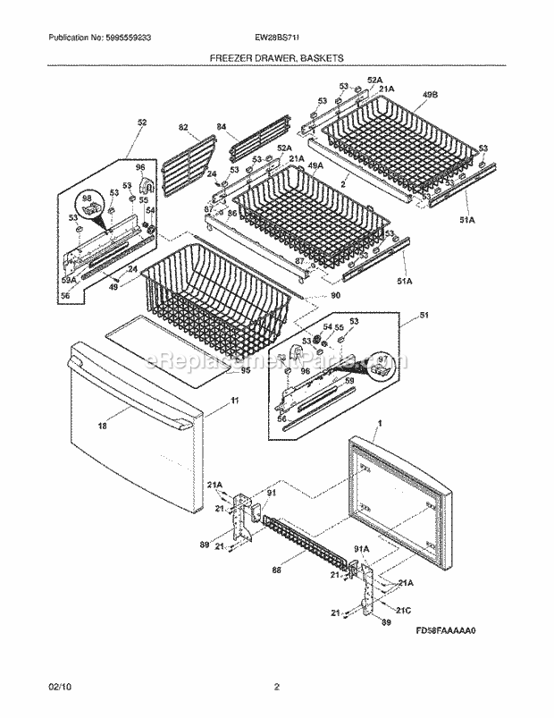 Electrolux EW28BS71IB1 Refrigerator Freezer Drawer - Basket Diagram