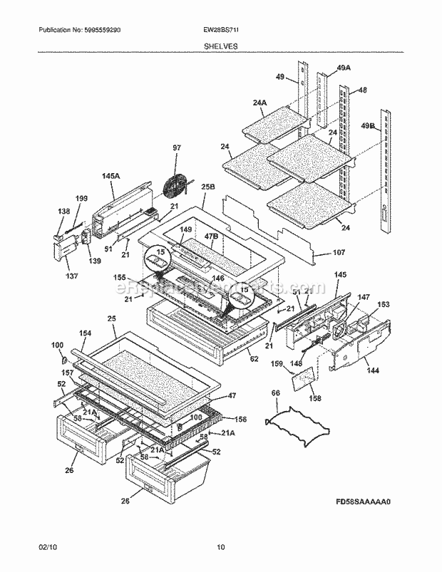 Electrolux EW28BS71IB2 Refrigerator Shelves Diagram