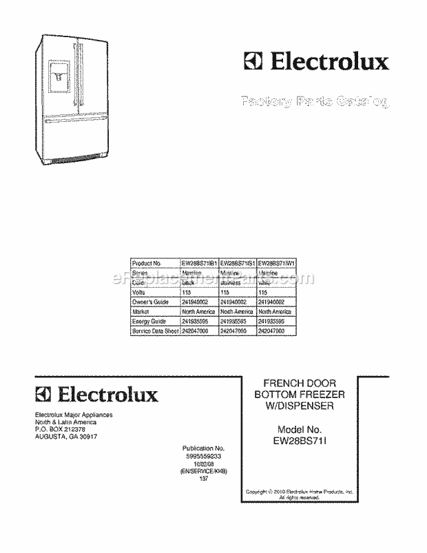 Electrolux EW28BS71IS1 Refrigerator Page C Diagram