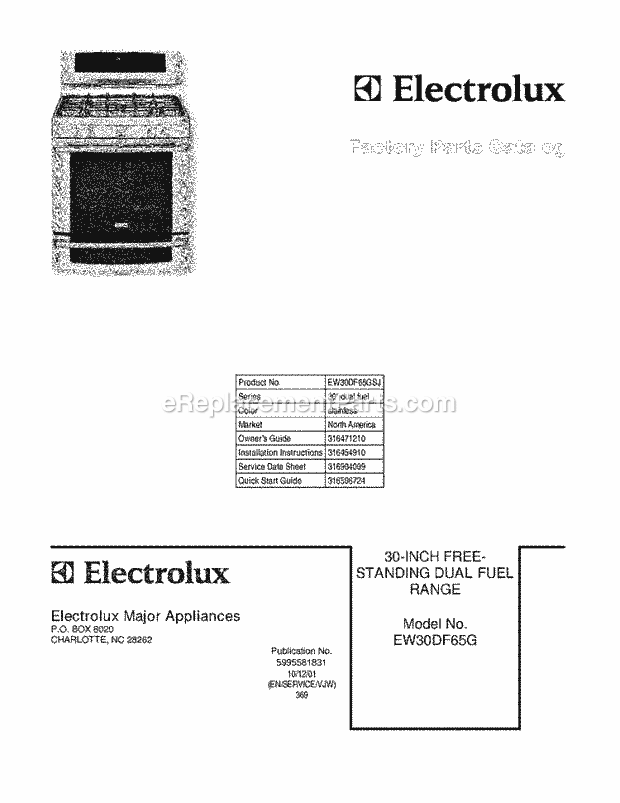 Electrolux EW30DF65GSJ Range Page D Diagram