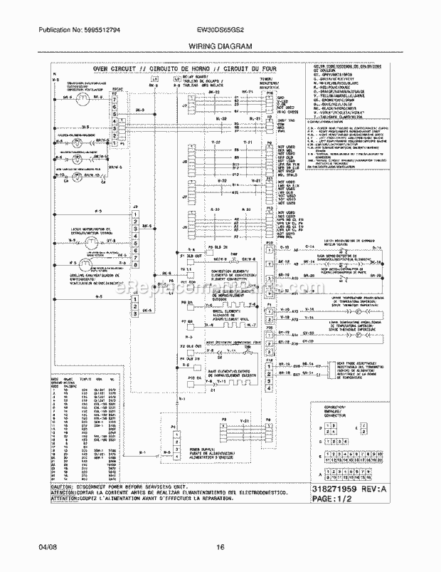Electrolux EW30DS65GS2 Slide-In, Electric Gas Combo Range Page G Diagram