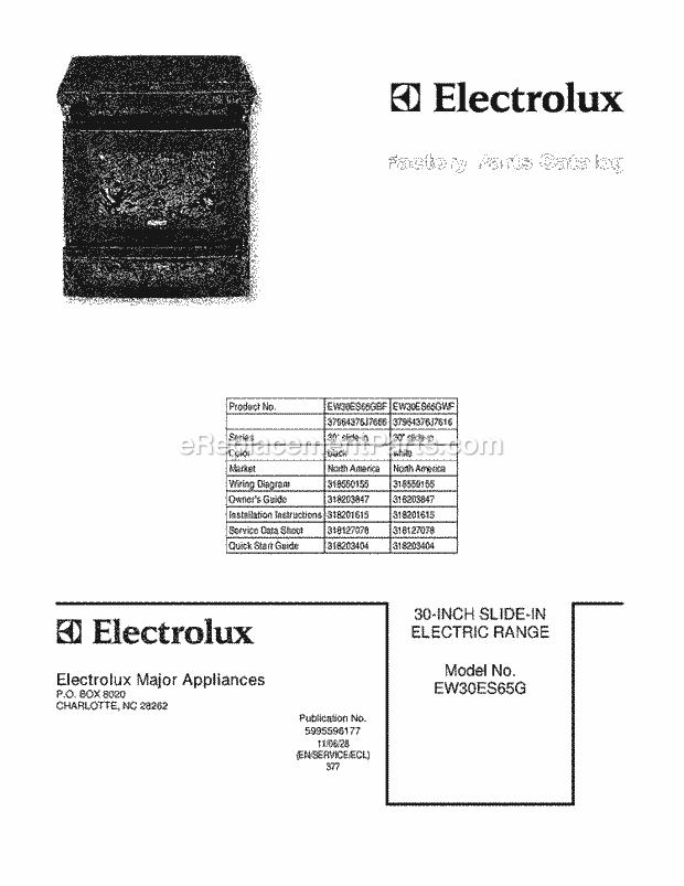 Electrolux EW30ES65GWF Range Page C Diagram