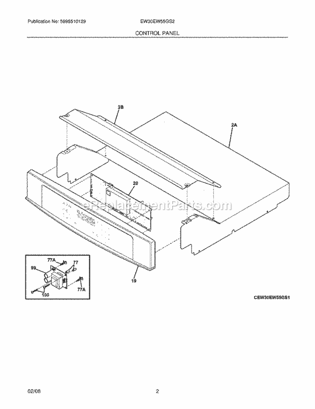 Electrolux EW30EW55GS2 Built-In, Electric Wall Oven Control Panel Diagram