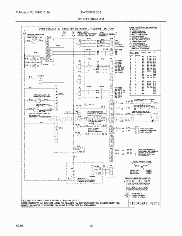 Electrolux EW30EW55GS2 Built-In, Electric Wall Oven Page E Diagram