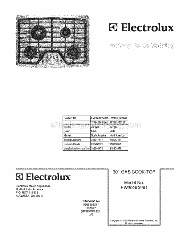 Electrolux EW30GC55GB1 Gas Cooktop Page C Diagram