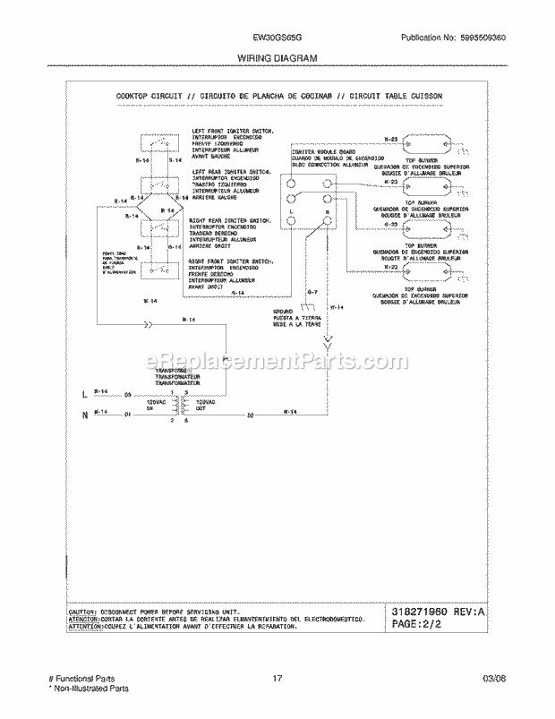 Electrolux EW30GS65GB1 Slide-In, Gas Gas Range Page H Diagram