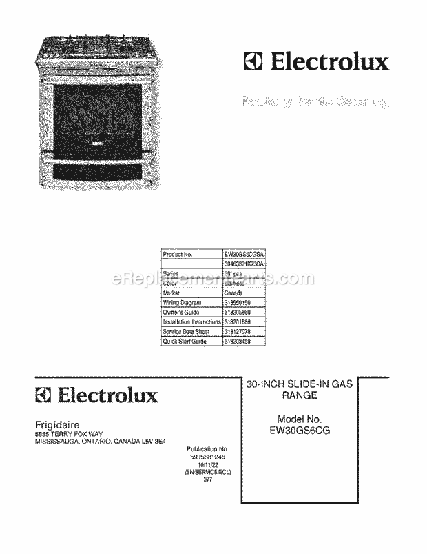 Electrolux EW30GS6CGSA Range Page D Diagram