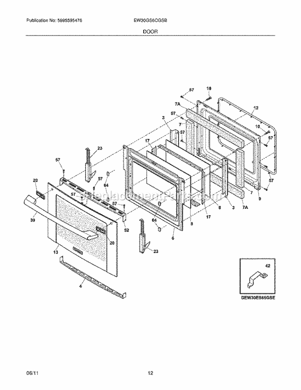 Electrolux EW30GS6CGSB Range Door Diagram