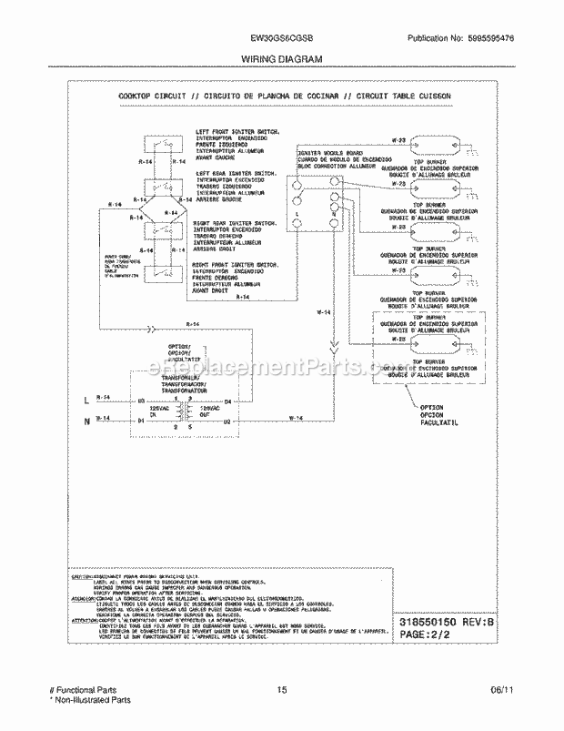 Electrolux EW30GS6CGSB Range Page G Diagram