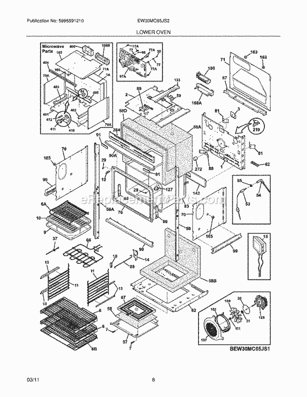 Electrolux EW30MC65JS2 Microwave Lower Oven Diagram