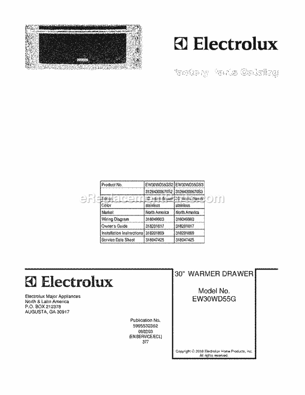 Electrolux EW30WD55GS2 Electric Warmer Drawer Page B Diagram