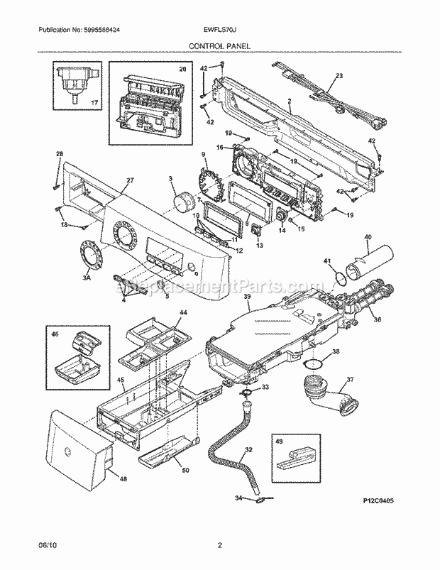 Electrolux EWFLS70JIW0 Washer Control Panel Diagram