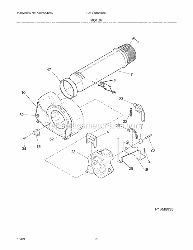 Electrolux SAGQ7070KS0 Dryer Motor Diagram