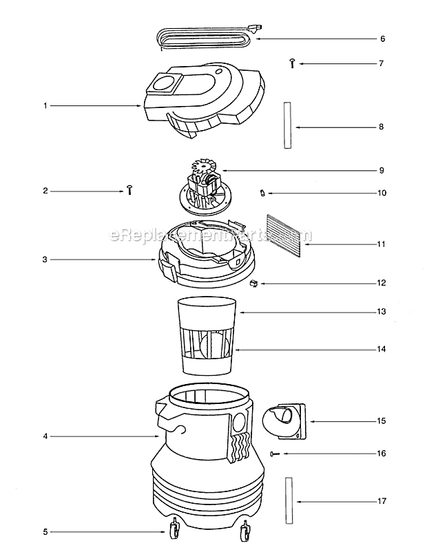 Eureka 2832B Wet / Dry Vacuum Page B Diagram