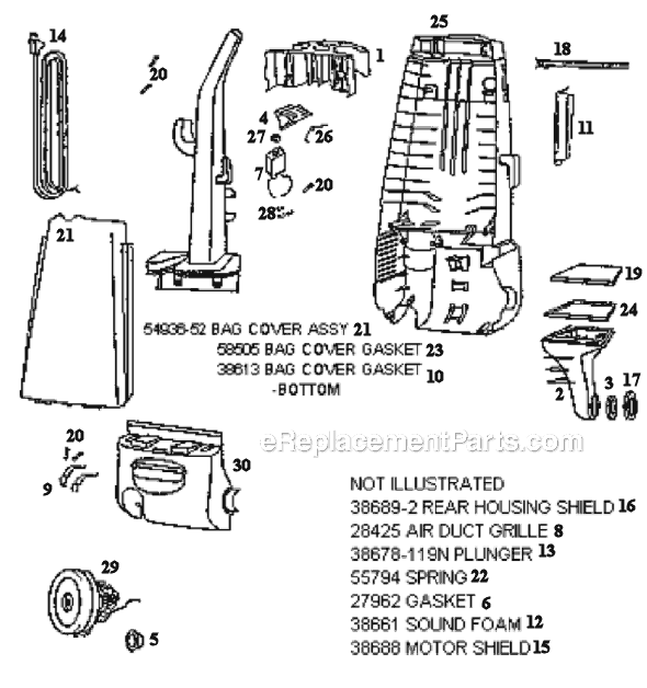 Eureka 4335ET Upright Vacuum Page B Diagram