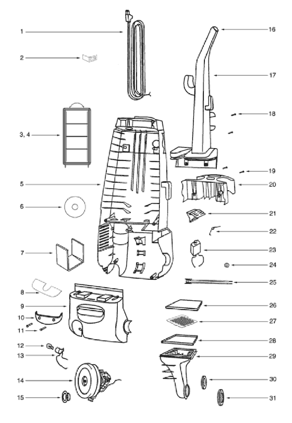 Eureka 4388BT Upright Vacuum Page B Diagram