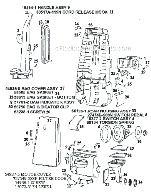 Eureka 4440ATV Upright Vacuum Page B Diagram