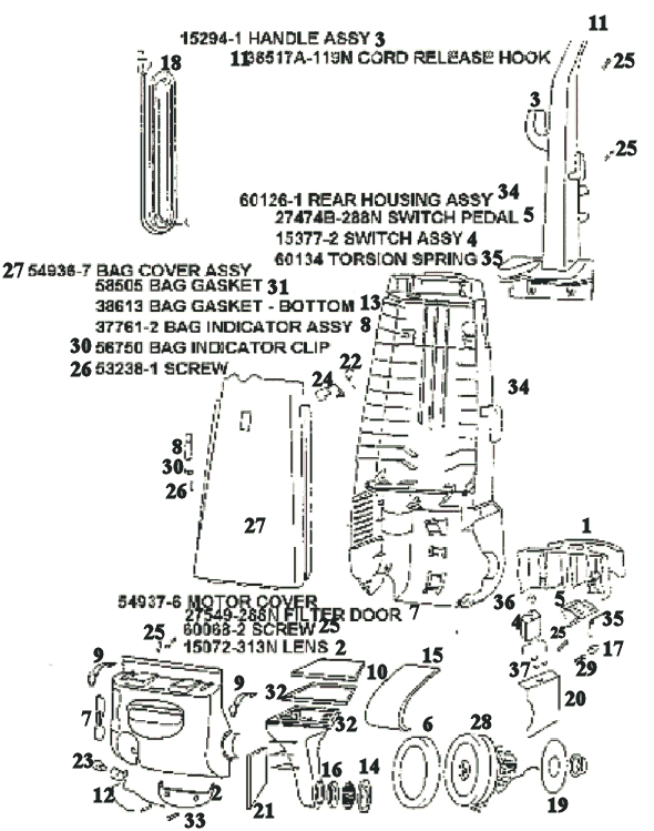 Eureka 4441ATV Upright Vacuum Page B Diagram