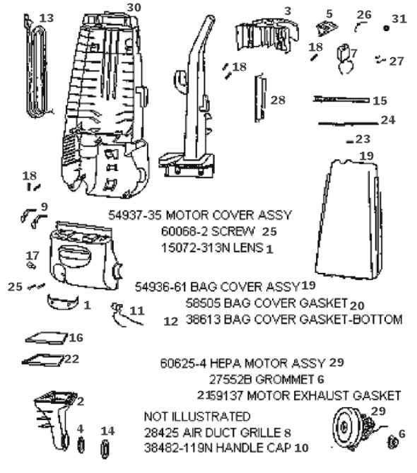 Eureka 4472BT Upright Vacuum Page B Diagram