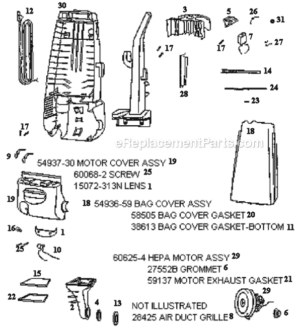 Eureka 4473AT Upright Vacuum Page B Diagram
