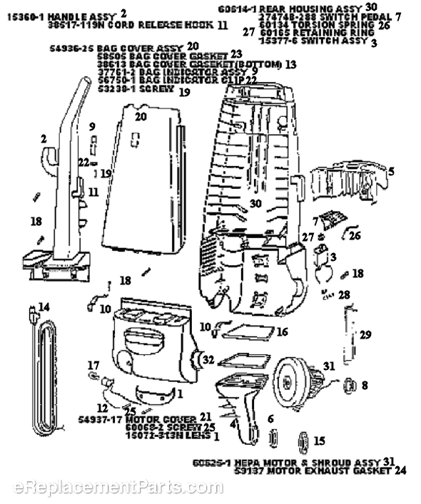 Eureka 4475AT Upright Vacuum Page B Diagram