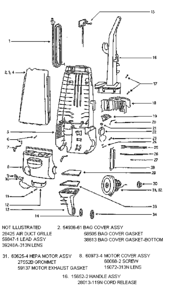 Eureka 4478AT Upright Vacuum Page B Diagram