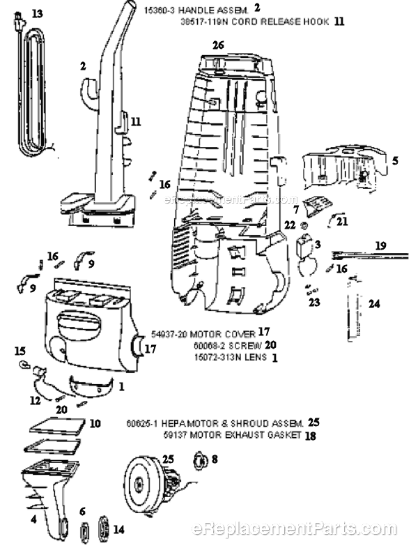 Eureka 4480AT Upright Vacuum Page B Diagram