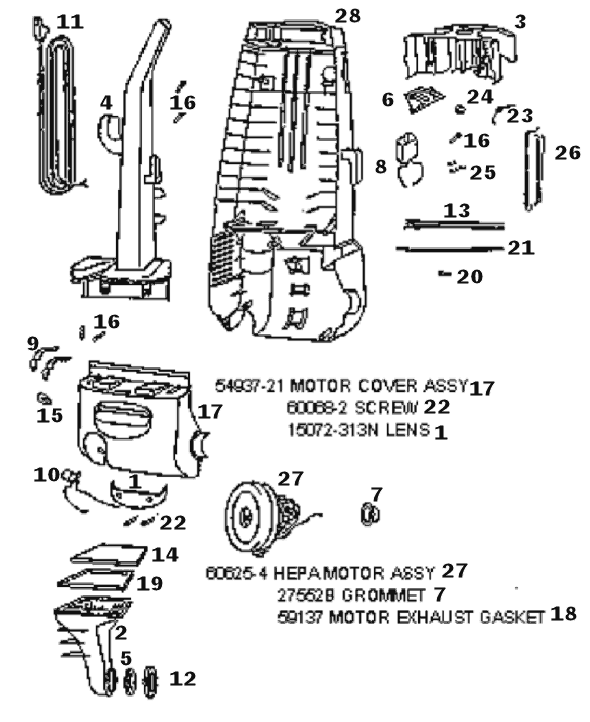 Eureka 4481BT Upright Vacuum Page B Diagram