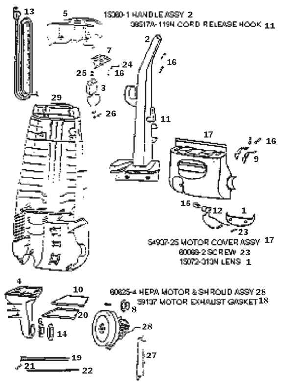 Eureka 4484AT Upright Vacuum Page B Diagram