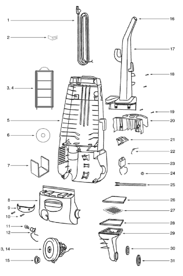 Eureka 4497AH Upright Vacuum Page B Diagram