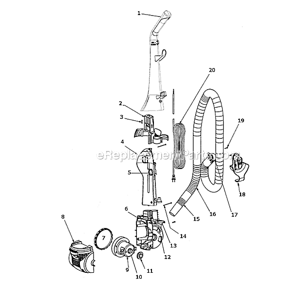 Eureka 4703F Bagless Upright Vacuum Page D Diagram