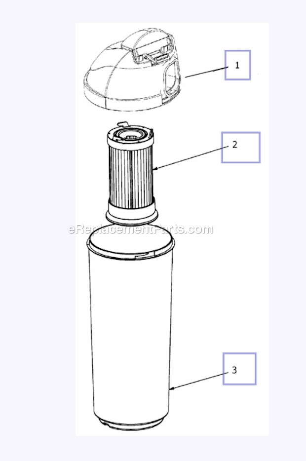 Eureka 4704PPL Upright - Bagless Dust Cup Diagram