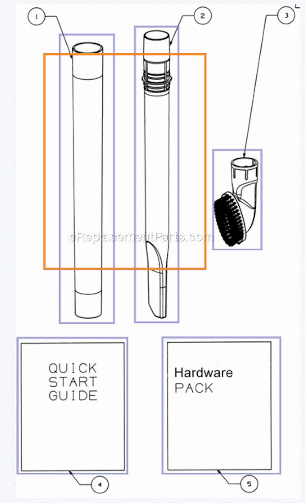 Eureka 4704RES Upright - Bagless Accessories Diagram
