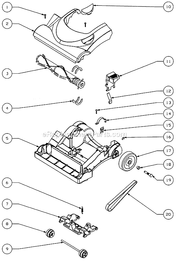 Eureka 4710MDR Bagless Upright Vacuum Page B Diagram