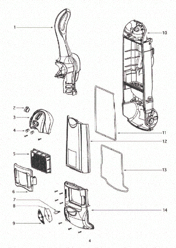 Eureka 4870HZ Upright Vacuum Page B Diagram