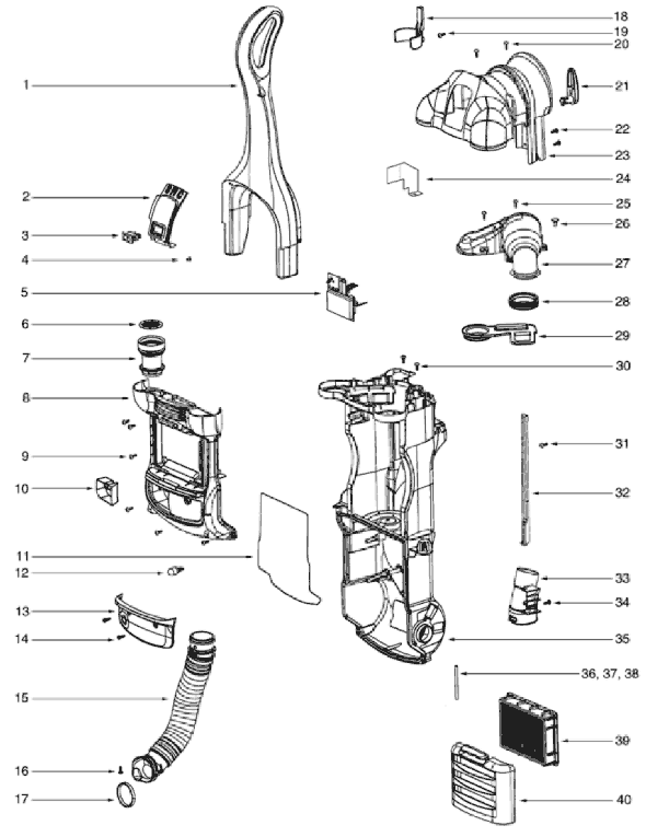 Eureka 4885BT Upright Vacuum Page B Diagram