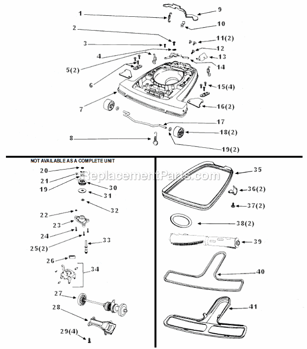 Eureka 5071B 5000 Series Self-Propelled Upright Vacuum Lower_Casting_Assembly_Component_Power_Drive_Unit Diagram
